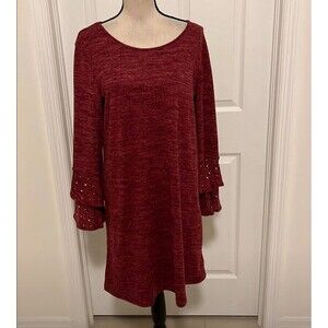 NWT tacera medium soft red dress stretchy 1014
